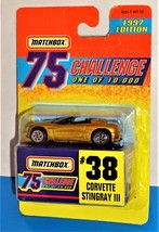 Matchbox 1997 Edition 75 Challenge Gold #38 Corvette Stingray III - $3.96