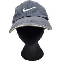 Nike Golf Hat Faded Blue Swoosh Logo 100% Cotton Adjustable Hook &amp; Loop - £10.10 GBP