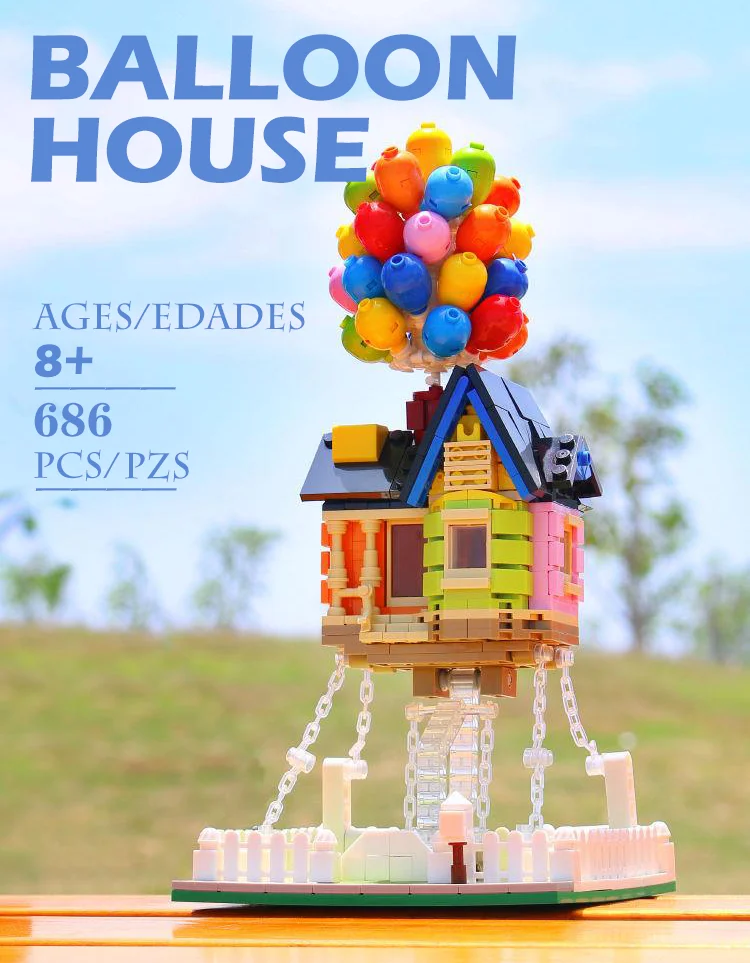 MOC Postman City Expert Architecture Flying Balloon House Sculpture Classic - £27.35 GBP