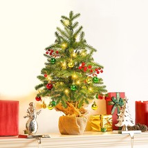 Mini Christmas Tree Small with Lights 22 Inch Small Christmas Tree with 30 LED L - £39.64 GBP