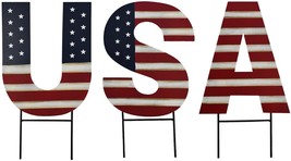 4th of July Metal USA Letter Yard Sign Outdoor Lawn Decor Patriotic OutdoorStake - £26.22 GBP