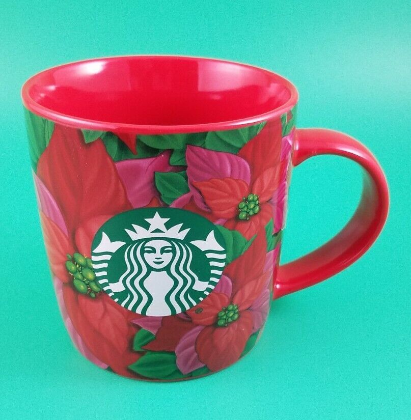Primary image for Starbucks Holiday 2020 Red Poinsettia 12 oz Coffee Tea Mug Cup Christmas EUC