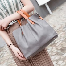 women handbag hit color Lady Genuine leather sub-bag large bag - $99.98