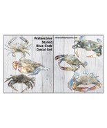 6 Watercolor Style Blue Crab Vinyl Decal Collection - Indoor/Outdoor - £13.21 GBP