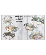 6 Watercolor Style Blue Crab Vinyl Decal Collection - Indoor/Outdoor - $16.79