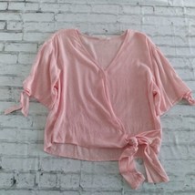 GAP Blouse Womens Small Pink Floral Wrap Front Tie Short Sleeve V Neck - $17.99