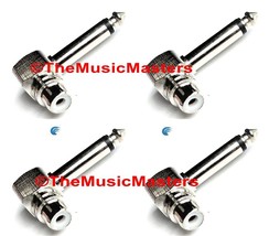 (4) Right Angle 1/4 in Plug (M) to RCA Jack (F) Audio Cable Cord Adapter... - £13.62 GBP