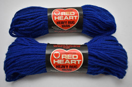 Vintage NEW Old Stock Red Heart Heavy Rug Yarn-Polyester-2 Skeins Royal ... - $14.20
