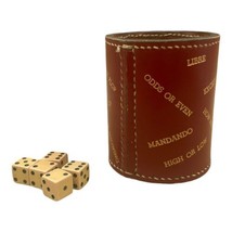 Vintage Leather Dice Cup Riu Hermanos Philippines Bislig Round Table 5 Dice - £71.21 GBP