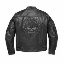 Harley-Davidson Blouson CUIR Motorcycle Skull Reflective Leather Biker J... - £94.27 GBP