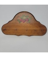 Vintage Wood Strawberry Key Holder Rack Cottagecore 70s 80s - £11.66 GBP