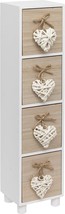 Maturi White Woven Heart Wooden Four Drawer Chest - £47.15 GBP