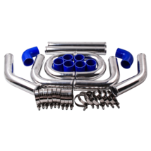 2.5 inch Universal Aluminum Intercooler Turbo Piping Kit Hose + Silicone... - $175.49