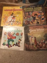 Lot Of 4 Disney LPs Snow White &amp; 7 Dwarfs Pinocchio,Mother Goose &amp; Mouse Factory - £26.97 GBP