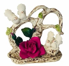 Capodimonte porcelain Bird flowers Savastano Gricci Italy figurine Doves Purple - £272.66 GBP