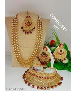 Indian Kundan Pearl Gold Fashion Jewelry Bridal Choker Necklace Set Combo - $33.30