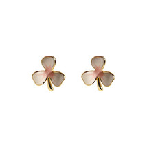 Fashion Pink Epoxy Three Leaf Flower Beach 925 Sterling Silver Stud Earrings - £30.81 GBP