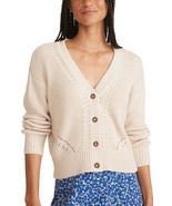 MARINE LAYER WOMEN'S ROBIN CROP CARDIGAN OATMEAL XL - $49.49