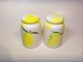 RETRO YELLOW - LEMON  PATTERN SALT &amp; PEPPER SHAKERS  VINTAGE UNUSED - $19.75