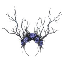 Handmade Black Branch Headband Gothic Woodland Antler Headpiece Fairy Forest Flo - £31.13 GBP