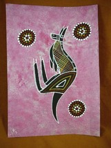 AUS-10 Kangaroo pink Australian Native Aboriginal PAINTING dot Artwork T Morgan - £53.66 GBP