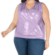 allbrand365 designer Womens Plus Size Sleeveless Surplice Shine Top, 3X - £22.16 GBP