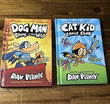 Dav Pilkey Dog Man Cat Kid Comic Club 2 Book Hardcover Lot Kids Books Comics - £11.16 GBP