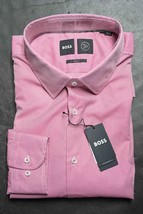 Hugo Boss Men&#39;s Hank Kent Slim Fit Travel Performance Stretch Dress Shirt 46 18 - $71.27