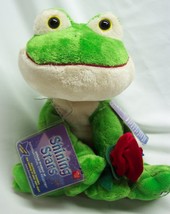 Russ Shining Stars Green Frog W/ Red Rose 8" Plush Stuffed Animal Toy 2006 - £12.82 GBP
