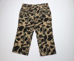 Vtg 70s Streetwear Mens 42x27 Wide Leg Chamois Cloth Camouflage Cargo Pants USA - $98.95