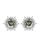 Montezuma Prasiolite &amp; White Zircon 5.65 ctw Sunburst Stud Earrings in R... - $53.99
