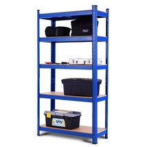 Blue Heavy Duty Metal Wood 5 Tier Adjustable Shelving Unit Garage Storag... - $220.49
