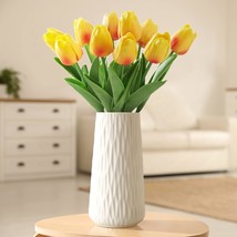 White Ceramic Vase For Home Decor, 8 Inch Vase For Flowers, Modern Art Texture V - £28.46 GBP