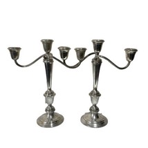 Pair Pilgrim Candelabras Silver Plated Three Armed Convertible to 2 Size... - $74.24