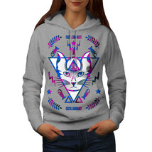 Wellcoda Cat Triangle Magic Womens Hoodie, Whisker Casual Hooded Sweatshirt - £29.06 GBP