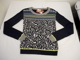 Women&#39;s Juniors Arizona Navy Gray Animal Print Sweater Size X-SMALL NEW - £13.50 GBP