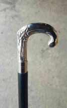 Brass Solid Silver eva Adam Head Vintage BLACK Wooden Walking Stick Cane... - £38.84 GBP