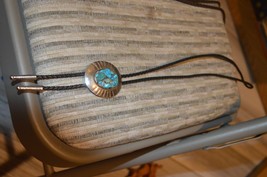 Turquoise Silver Bolo Tie, Lovely piece, Navajo,signed SS - £39.95 GBP