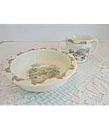 ROYAL DOULTON CHINA BUNNYKINS RIMMED BOWL &amp; CUP SET ENGLAND BABY GIFT SET - $31.24 CAD