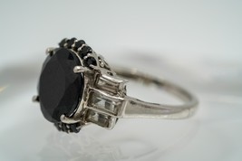 Vintage Sterling Silver Black Spinel Ornate Ring Size 7 - $38.02