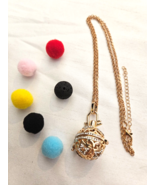 Essential Oil Ball Locket Necklace With Lava Ball &amp; 5 Diffuser Balls Bra... - $11.88