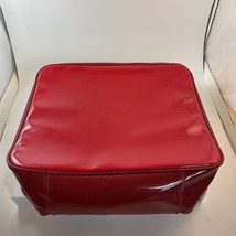Estee Lauder Make Up Bag WOMENS Red Case Patent Cosmetic Bag 12" X 11" - $14.00