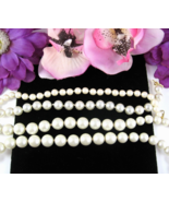 PAIR Vintage STRANDS Faux PEARLS 2 NECKLACES Garvin&#39;s Dept Store LANCAST... - $25.73