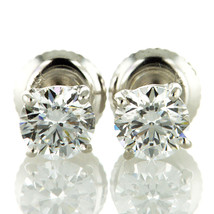 Diamond Stud Earrings Round Cut E VVS2 Lab Created 14K White Gold IGI 1.10 TCW - £1,343.81 GBP