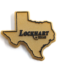 VTG Lockhart Texas TX State Map Brown Gold Tone Plastic Lapel Pin Souvenir - $12.99