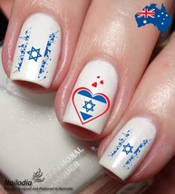 I love Israel Flag Menorah Jewish Nail Art Decal Sticker Water Transfer Slider - £3.66 GBP