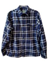 Woolrich Shirt Mens Medium Blue Plaid Flannel Heavyweight Shacket Pocket... - $18.91