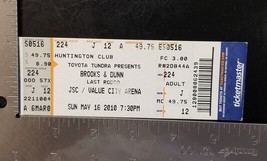 BROOKS &amp; DUNN - LAST RODEO TOUR MAY 16, 2010 UNUSED WHOLE CONCERT TICKET - £11.79 GBP
