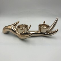 Antler Votive 2 Candle holder Silver/Gold Tone Metal Tabletop Shelf Décor Deer - $21.76