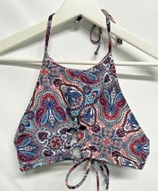 Altar’d State Bikini Top Halter Lace Front Pink Blue Green Paisley NWOT SZ M - £19.80 GBP